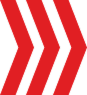 Three bold red chevrons pointing to the right on a black background, perfect for drawing attention to your NEW Homepage.
